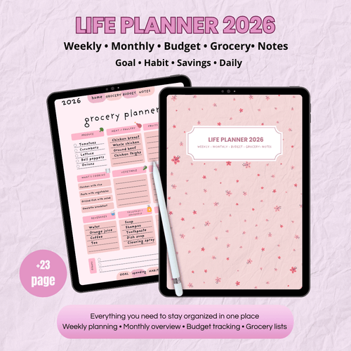 2026 Life Planner | PDF Budget Tracker | Goodnotes iPad | 23+ Pages