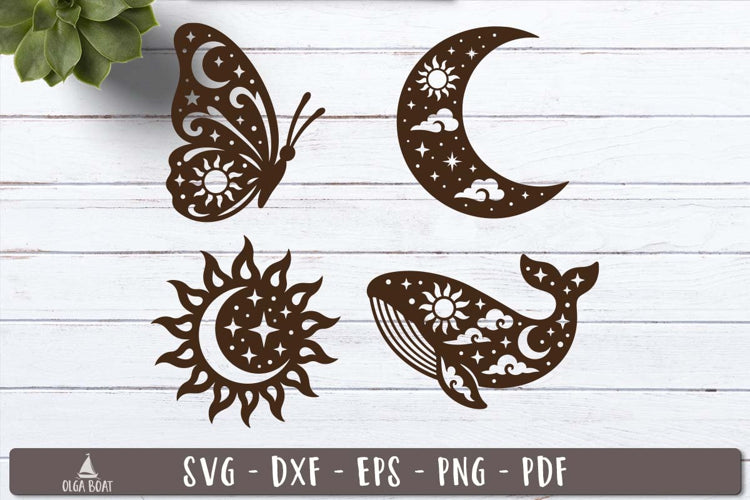Celestial Summer SVG Bundle | Sun, Moon & Stars Cut Files for Cricut & Silhouette