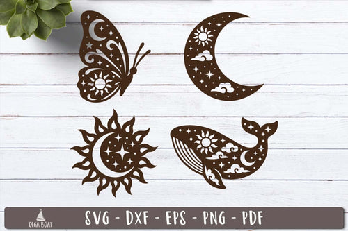 Celestial Summer SVG Bundle | Sun, Moon & Stars Cut Files for Cricut & Silhouette