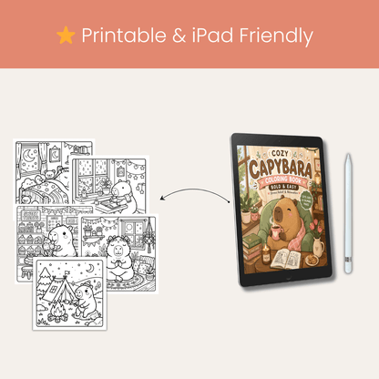 Cozy Capybara Coloring Book - Stress Relief for Adults & Kids