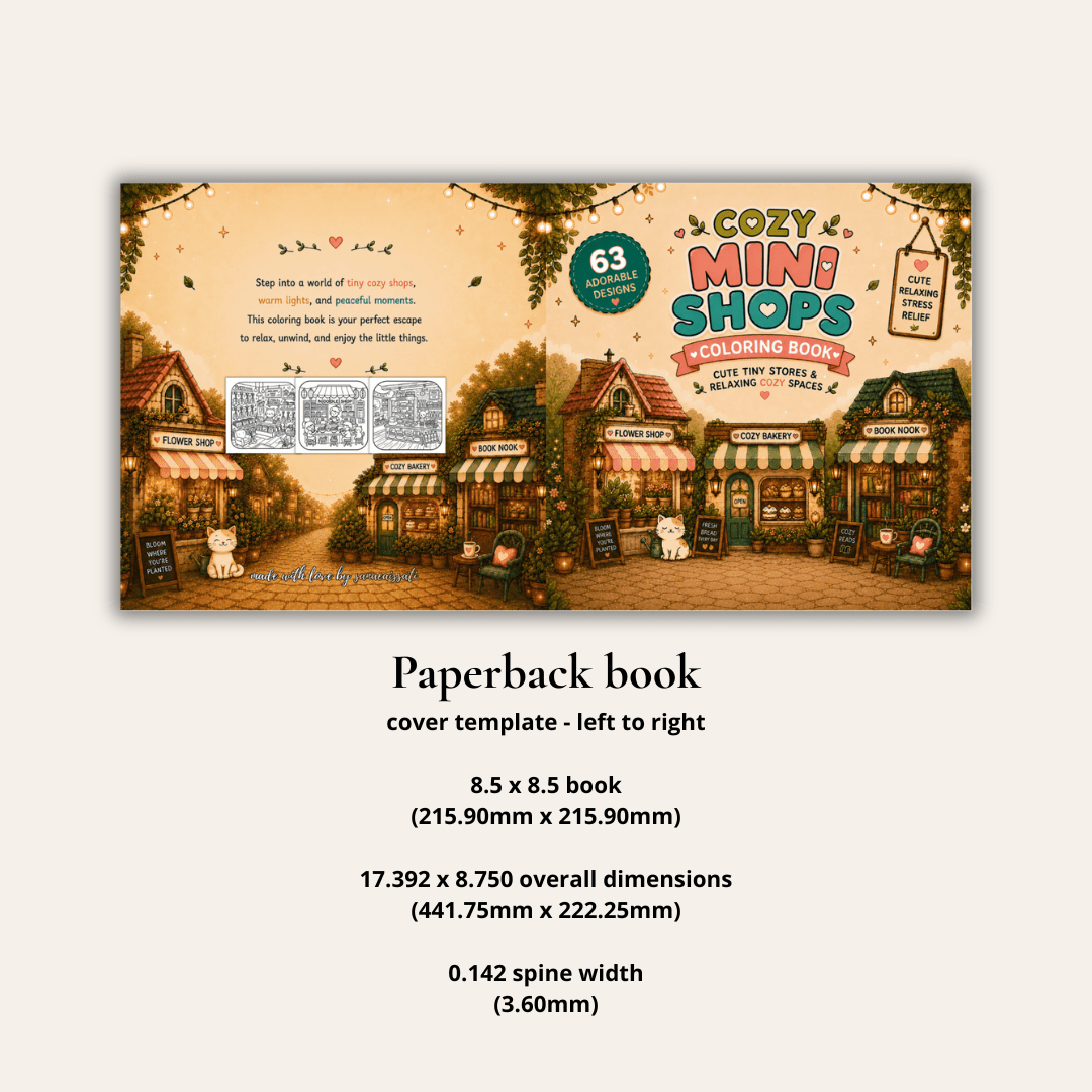 Cozy Mini Shops Coloring Book | 63 Pages | PLR & MRR | PDF Download